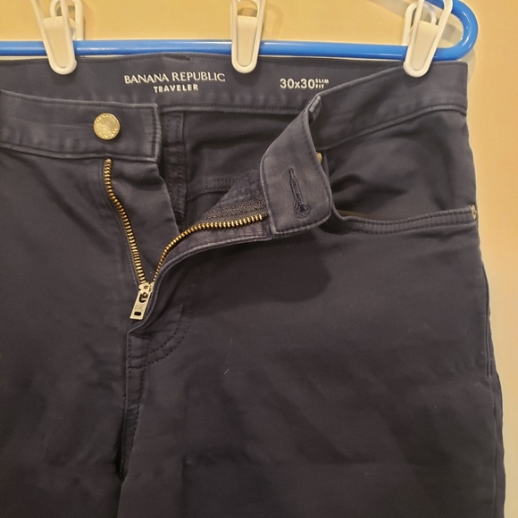 Banana Republic Traveler Slim Fit Chino Pants Men’s 32x26 Navy Blue Stretch - Picture 7 of 13